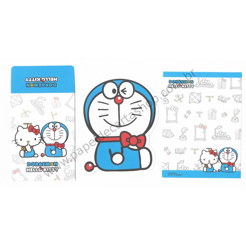Ano 2016. Conjunto de Mini-Papel de Carta DORAEMON & Hello Kitty CAZ Sanrio