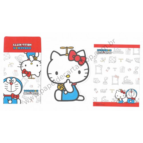 Ano 2016. Conjunto de Mini Papel de Carta DORAEMON & Hello Kitty CVM Sanrio