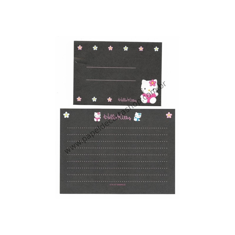 Ano 1997. Conjunto de Papel de Carta Hello Kitty Black P Sanrio