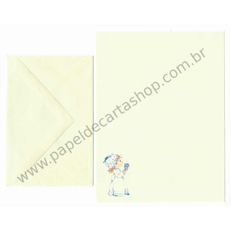 Conjunto de Papel de Carta Antigo Importado Blue Bell