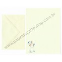 Conjunto de Papel de Carta Antigo Importado Blue Bell