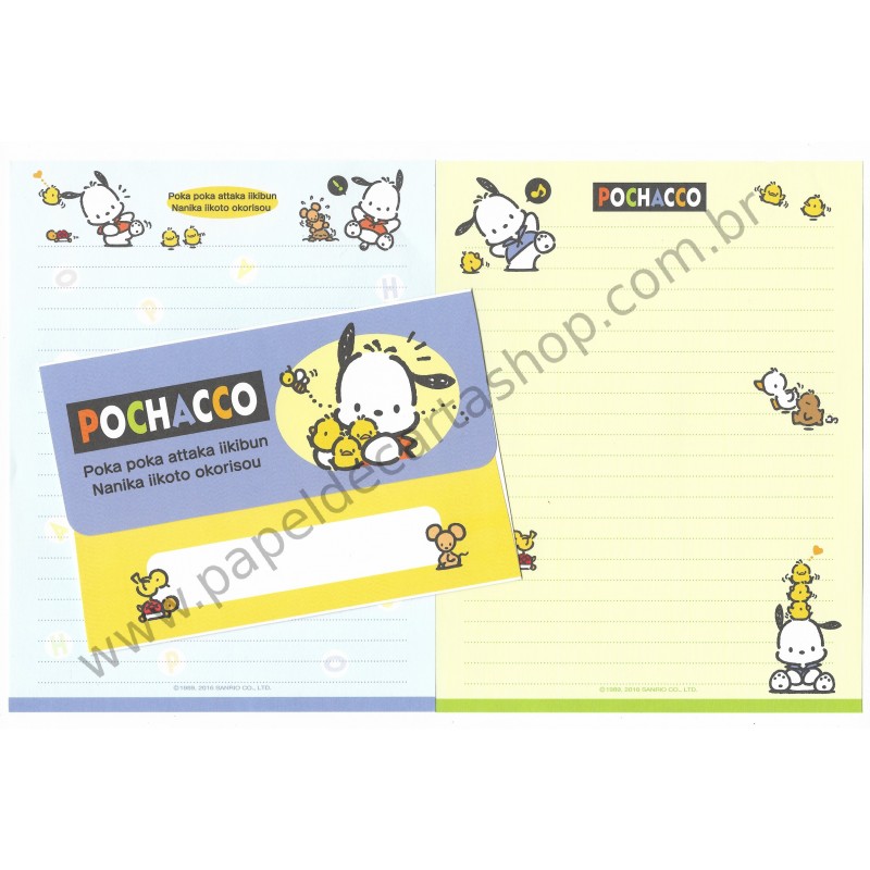 Ano 2016. Conjunto de Papel de Carta Pochacco Sanrio