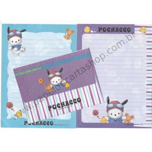 Ano 1999. Conjunto de Papel de Carta Pochacco Dupla Vintage Sanrio