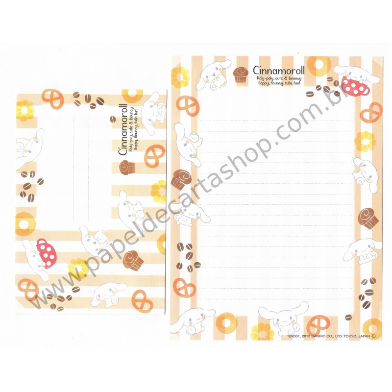 Ano 2015. Conjunto de Papel de Carta Cinnamoroll Roly-Poly 2 Sanrio