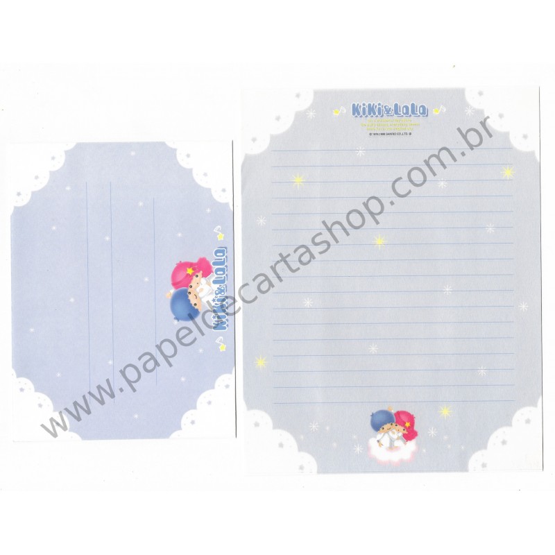 Ano 1998. Conjunto de Papel de Carta Little Twin Stars K&L Sanrio