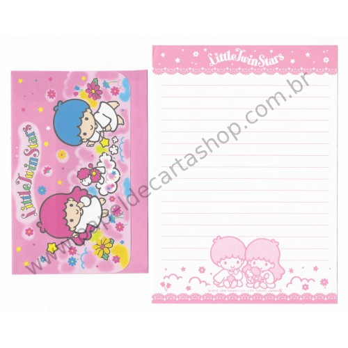 Ano 1995. Conjunto de Papel de Carta Little Twin Stars Antigo (Vintage) Sanrio