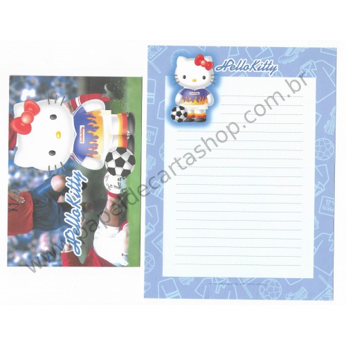 Ano 2002. Conjunto de Papel de Carta Hello Kitty Sport Football Sanrio