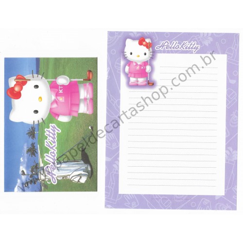 Ano 2002. Conjunto de Papel de Carta Hello Kitty Sport Golf Sanrio