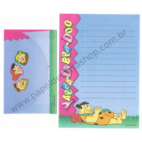 Conjunto de Papel de Carta ANTIGO HB Os Flintstones YABBA-DABBA-DOO CAZ