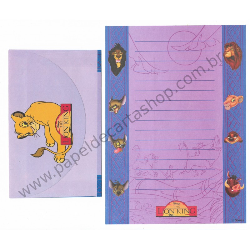 Conjunto de Papel de Carta ANTIGO Personagens Disney The LION KING