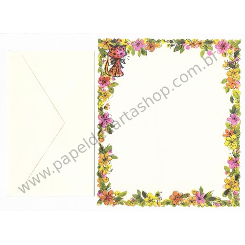 Conjunto de Papel de Carta Importado Color Cat Hallmark