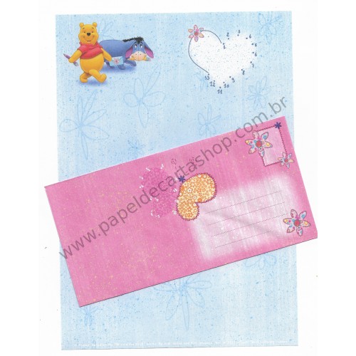 Conjunto de Papel de Carta Antigo Vintage Disney POOH (Az) - Creative Words