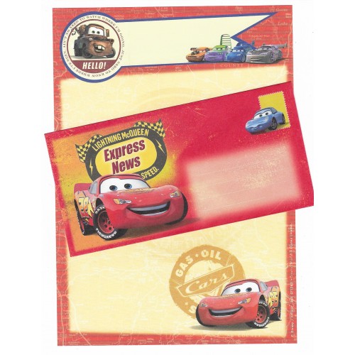 Conjunto de Papel de Carta Antigo Vintage Disney Pixar Cars (AM) - Creative Words