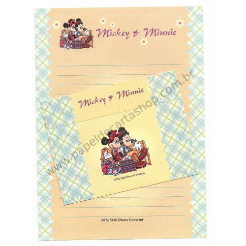 Conjunto de Papel de Carta Mickey & Minnie Mouse Since 1928 Disney