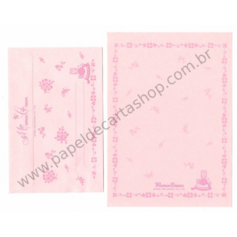 Ano 1995. Conjunto de Papel de Carta Marron Cream CPN Vintage Sanrio