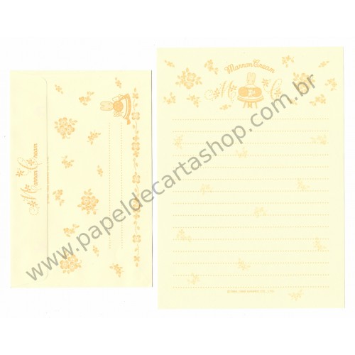 Ano 1995. Conjunto de Papel de Carta Marron Cream CYLL Vintage Sanrio