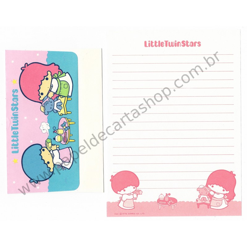 Ano 1976. Conjunto de Papel de Carta Little Twin Stars Vintage Sanrio