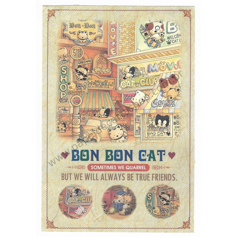 Conjunto de Papel de Carta Antigo (Vintage) Bon Bon Cat Sometimes We Quarrel