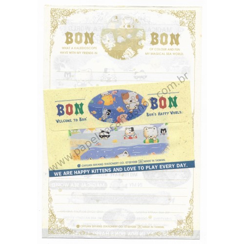 Conjunto de Papel de Carta Vintage Bon Bon Cat Magical Sea World