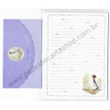 Conjunto de Papel de Carta Antigo Importado Fancy Flower - bsb Japan