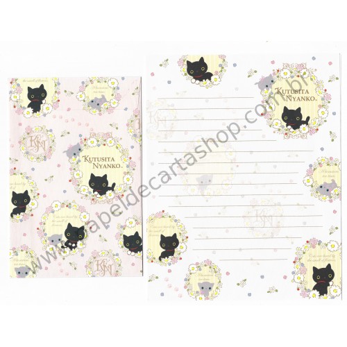 Conjunto de Papel de Carta Importado Kutusita Nyanko Tea Time - San-X Japan