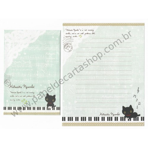 Conjunto de Papel de Carta Importado Kutusita Nyanko Piano 1 - San-X Japan