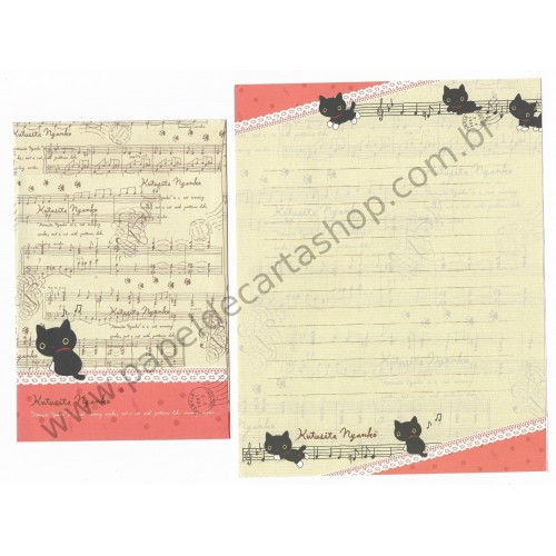 Conjunto de Papel de Carta Importado Kutusita Nyanko Piano 3 - San-X Japan