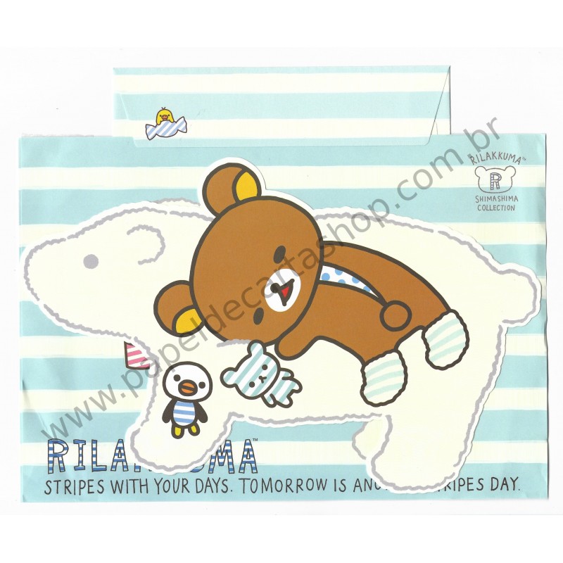 Conjunto de Papel de Carta Importado Rilakkuma Stripes - San-X