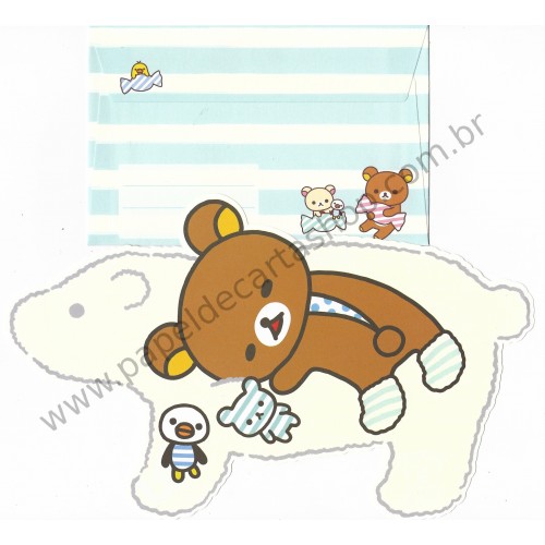 Conjunto de Papel de Carta Importado Rilakkuma Stripes - San-X