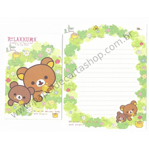 Kit 4 Conjuntos de Papel de Carta Rilakkuma in the Honey Forest - San-X