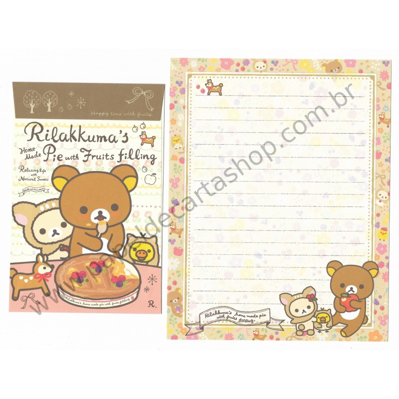 Kit 4 Conjuntos de Papel de Carta Rilakkuma Home Made Pie - San-X