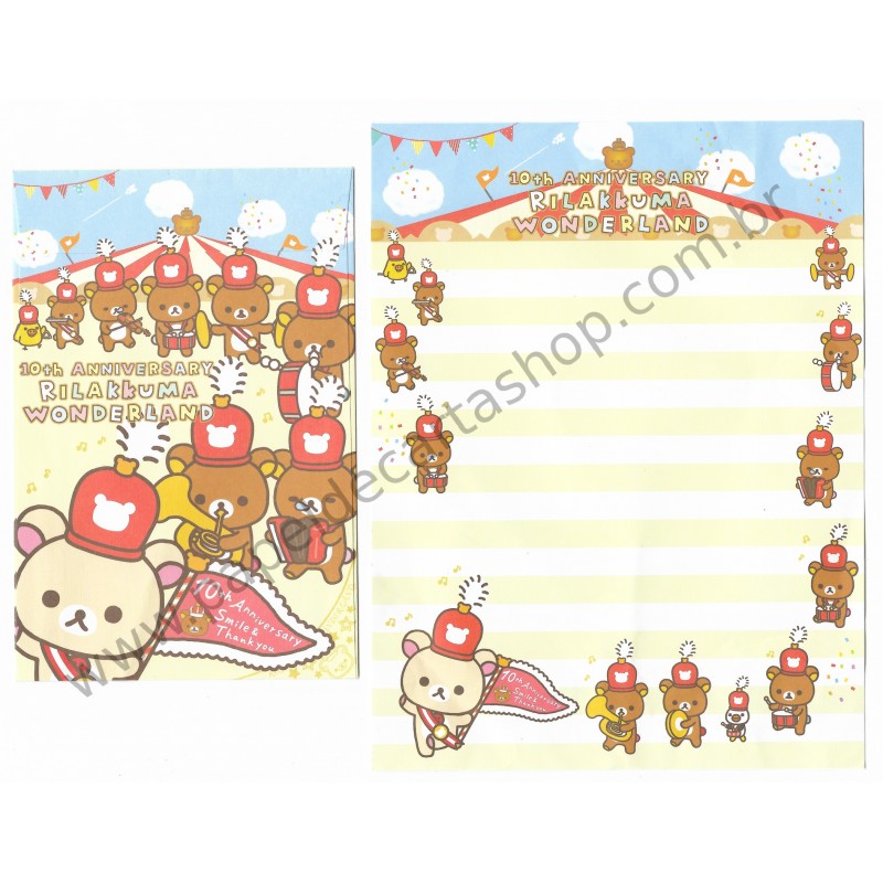 Conjunto de Papel de Carta Importado Rilakkuma Wonderland 10th Anniversary 2 - San-X