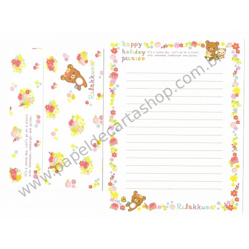 Conjunto de Papel de Carta Importado Rilakkuma Happy Holiday Picnic CBR - San-X