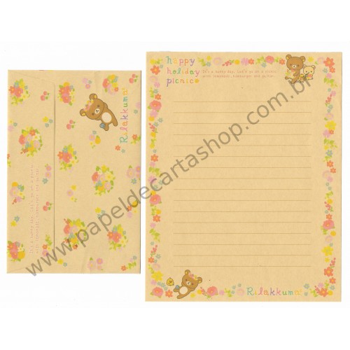 Conjunto de Papel de Carta Importado Rilakkuma Happy Holiday Picnic CBG - San-X