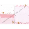 Conjunto de Papel de Carta Importado Rilakkuma Loves the Hearts - San-X