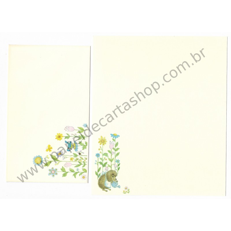 Conjunto de Papel de Carta Antigo Importado Regador - Hallmark