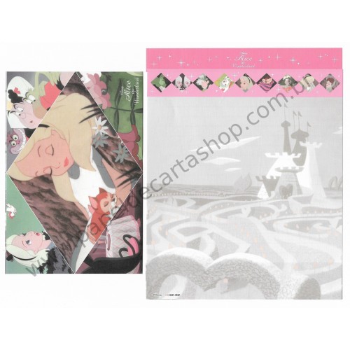 Conjunto de Papel de Carta Importado Alice in Wonderland Disney