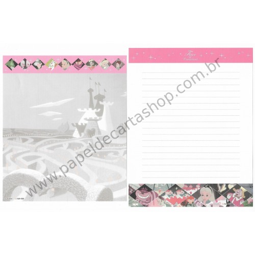 Conjunto de Papel de Carta Importado Alice in Wonderland Disney