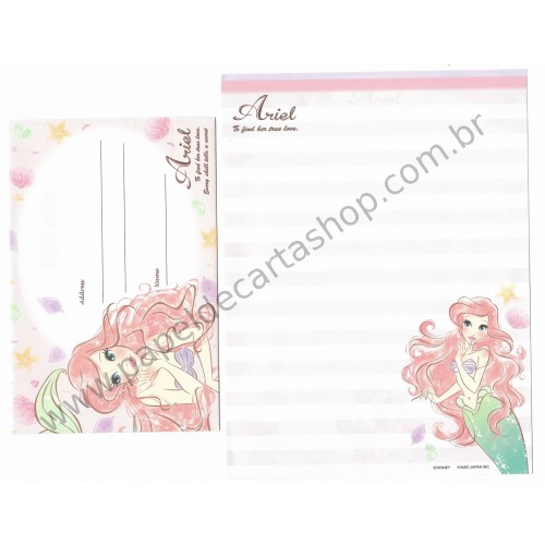 Kit 2 Conjuntos de Papel de Carta Disney Ariel