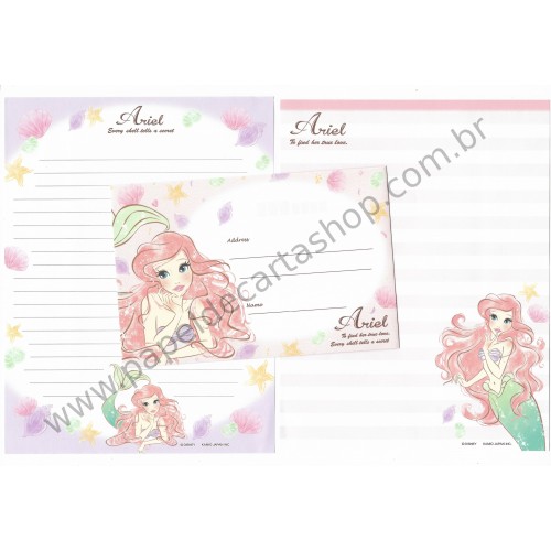 Kit 2 Conjuntos de Papel de Carta Disney Ariel