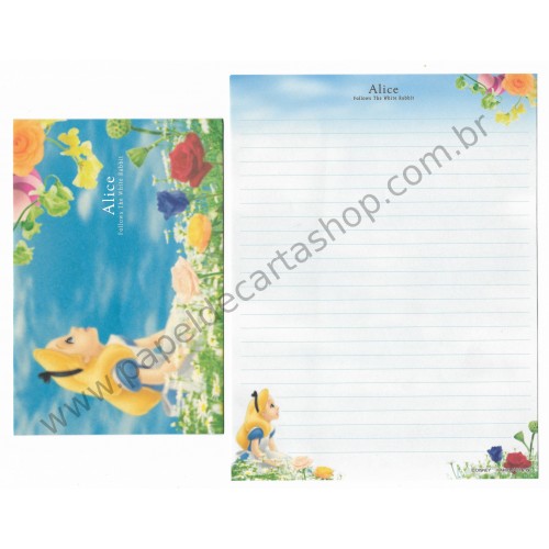 Conjunto de Papel de Carta Disney Alice Follows The White Rabbit - Kamio Japan