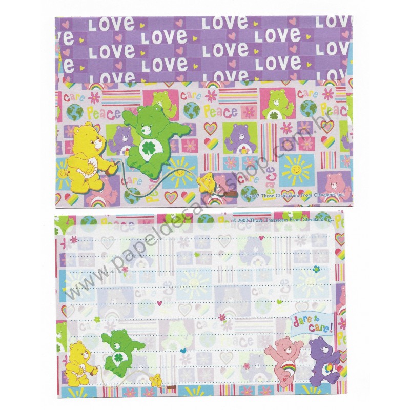 Ano 2007. Conjunto de Papel de Carta P Importado Care Bears 2