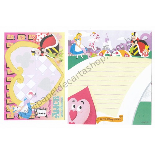 Conjunto de Papel de Carta Alice in Wonderland TOKYO Disney RESORT 2