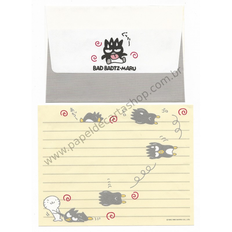 Ano 1996. Conjunto de Papel de Carta Badtz-Maru M Antigo (Vintage) Sanrio