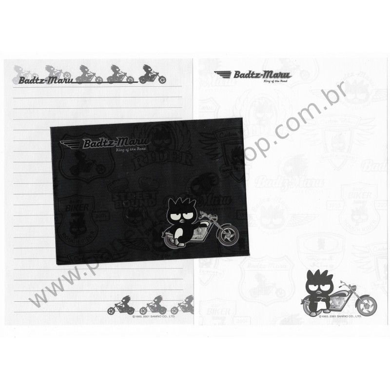 Ano 2001. Conjunto de Papel de Carta Badtz-Maru King of The Road Sanrio