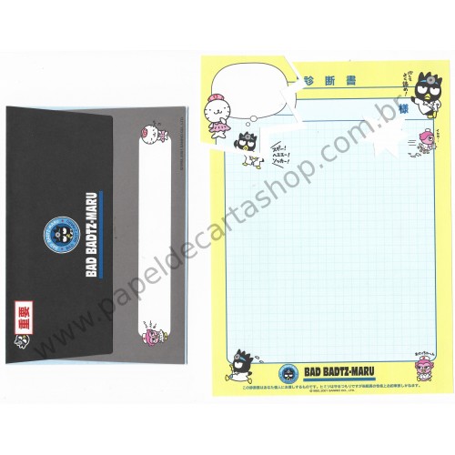 Ano 2001. Conjunto de Papel de Carta Badtz-Maru Doctor CAMVD Sanrio