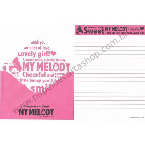 Ano 2013. Conjunto de Papel de Carta My Melody CRS Sanrio