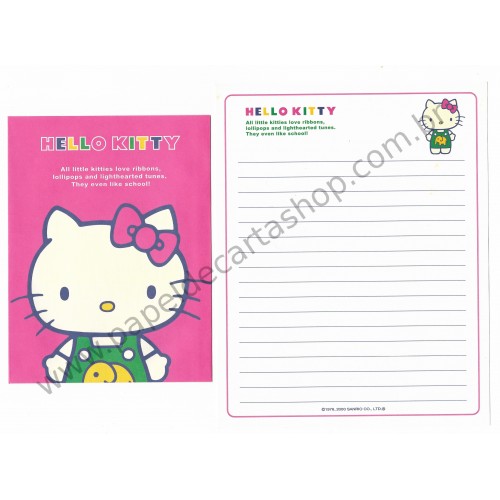 Ano 2000. Conjunto de Papel de Carta Hello Kitty Little Kitties Sanrio