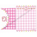 Ano 1998. Conjunto de Papel de Carta Hello Kitty Xadrez Cherry Sanrio