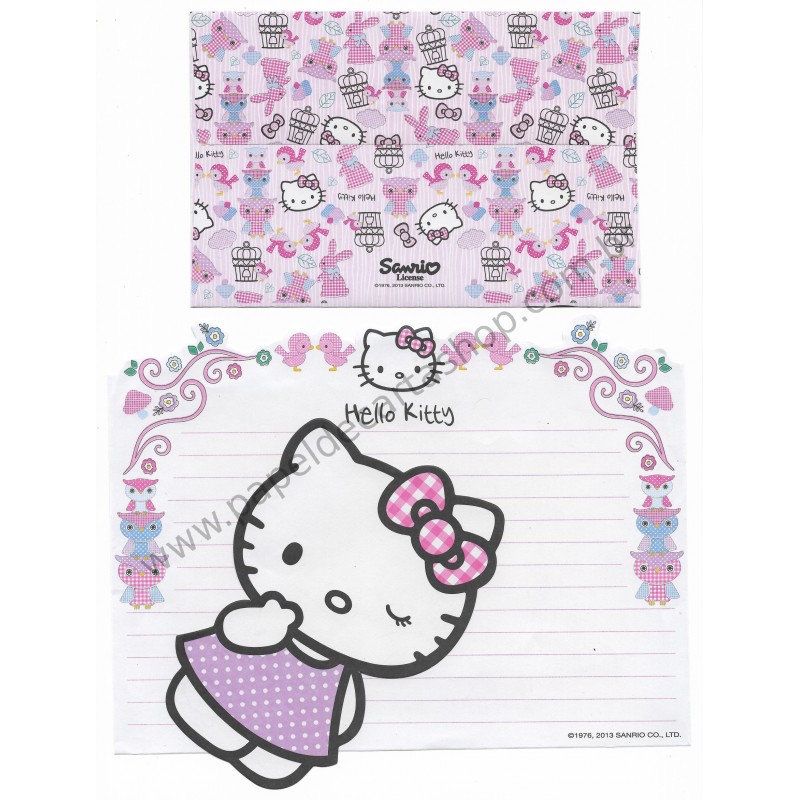 Ano 2013. Conjunto de Papel de Carta Hello Kitty Birds Sanrio